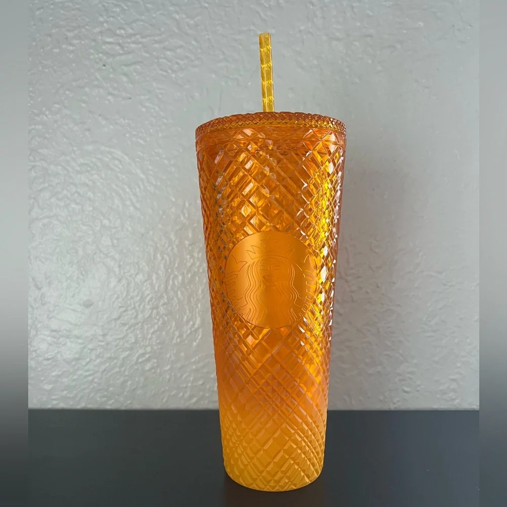 ✨NWOT - Starbucks 2021 Orange Jeweled Cold Beverage Tumbler✨